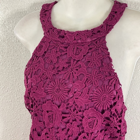 Lulu’s Love Poem Magenta Lace Halter Sheath Dress XL - Picture 10 of 16